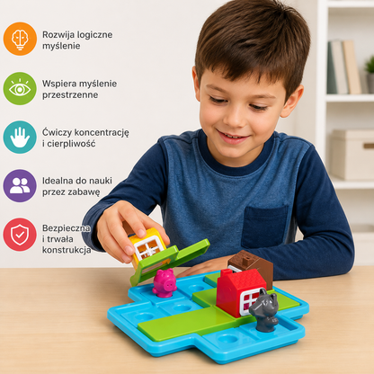 Montessori „Trzy małe świnki i wilk” – puzzle i gra rozwijająca umiejętności