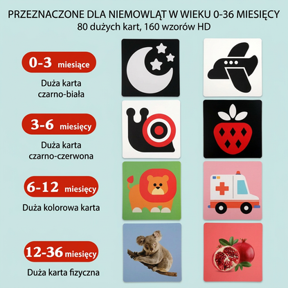 Karty edukacyjne Montessori dla niemowląt – Stymulacja wzroku, kolory i kategoryzacja