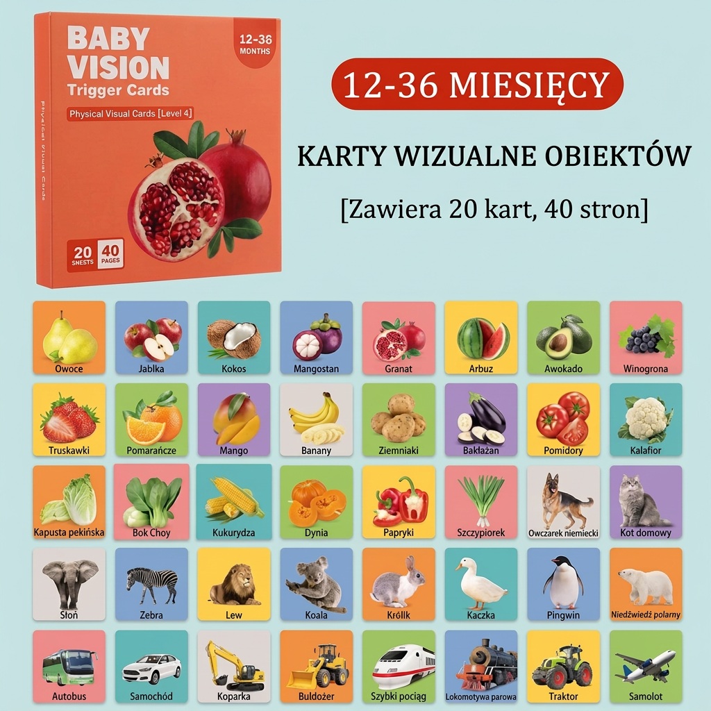 Karty edukacyjne Montessori dla niemowląt – Stymulacja wzroku, kolory i kategoryzacja