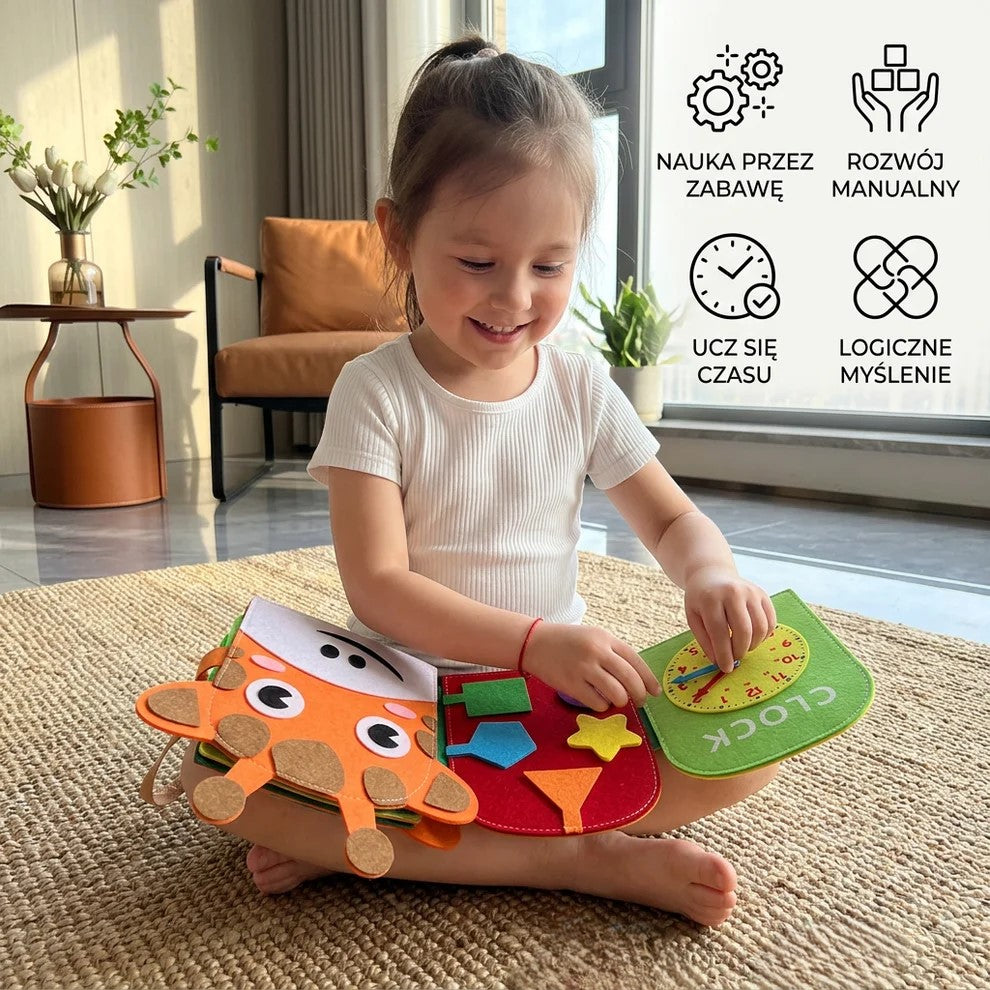 Książeczka edukacyjna Montessori z żyrafą