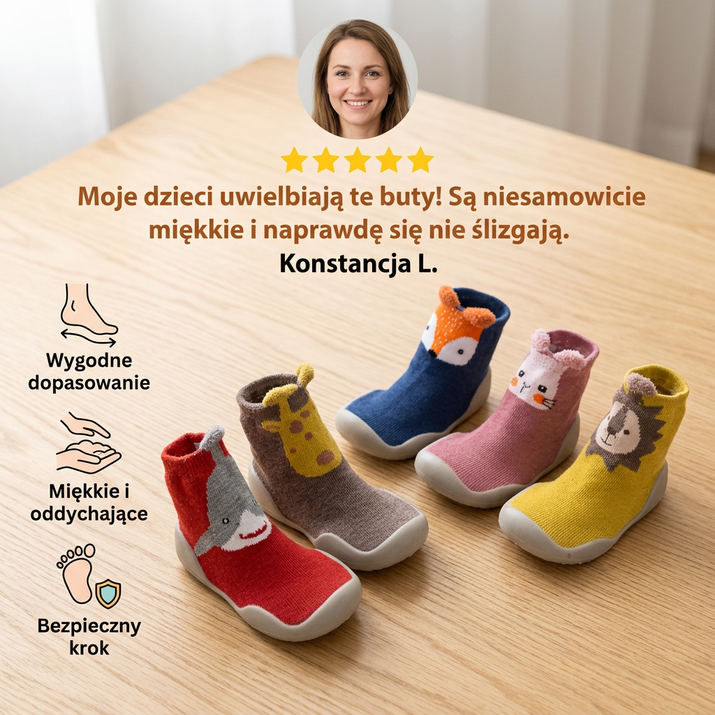 Antypoślizgowe skarpetki-buciki ze zwierzątkami