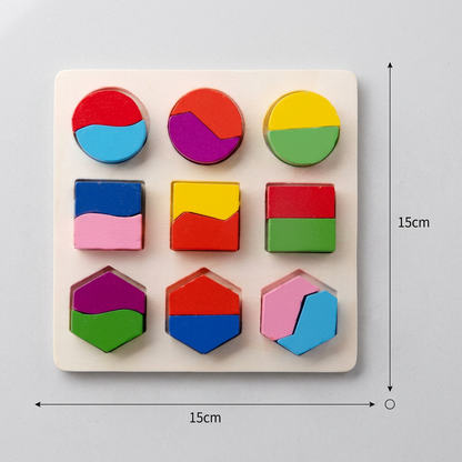Proste drewniane puzzle Montessori z kształtami i kolorami dla maluchów