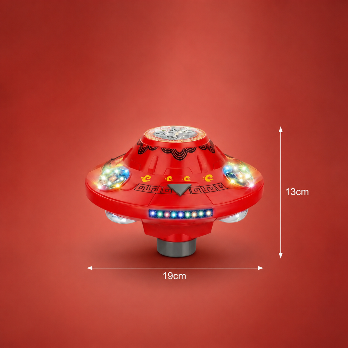 Świecąca maszyna do baniek w kształcie UFO dla dzieci – obrotowa zabawka do puszczania baniek z efektami LED i akumulatorem