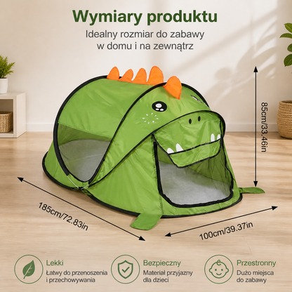 Składany namiot do zabawy z motywem dinozaura dla dzieci – idealny na ciepłe dni i przytulną zabawę
