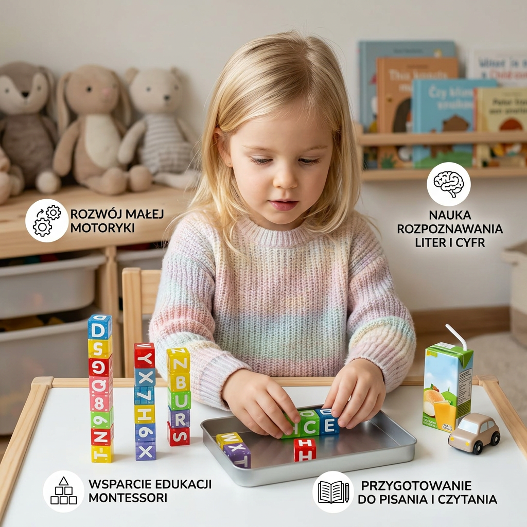 Zestaw edukacyjny Montessori STEM – 40 magnetycznych liter i cyfr dla dzieci