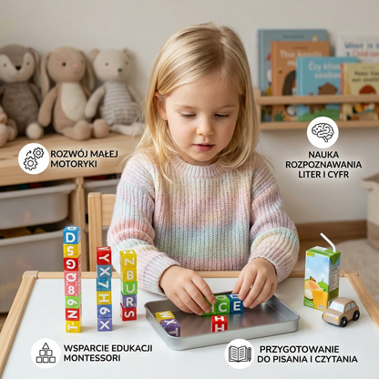 Zestaw edukacyjny Montessori STEM – 40 magnetycznych liter i cyfr dla dzieci