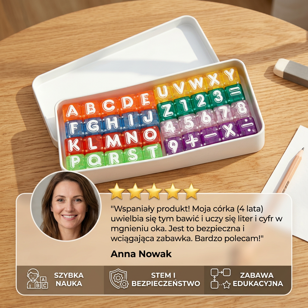 Zestaw edukacyjny Montessori STEM – 40 magnetycznych liter i cyfr dla dzieci