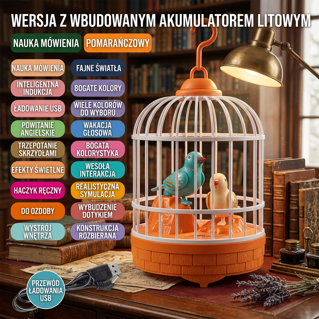 Interaktywna Klatka z Mówiącym Ptaszkiem – Zabawka dla Dzieci