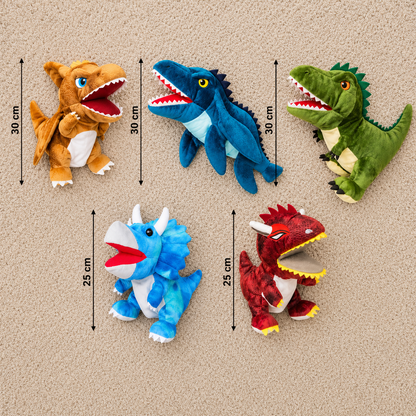 Zabawna pluszowa pacynka na rękę w kształcie dinozaura