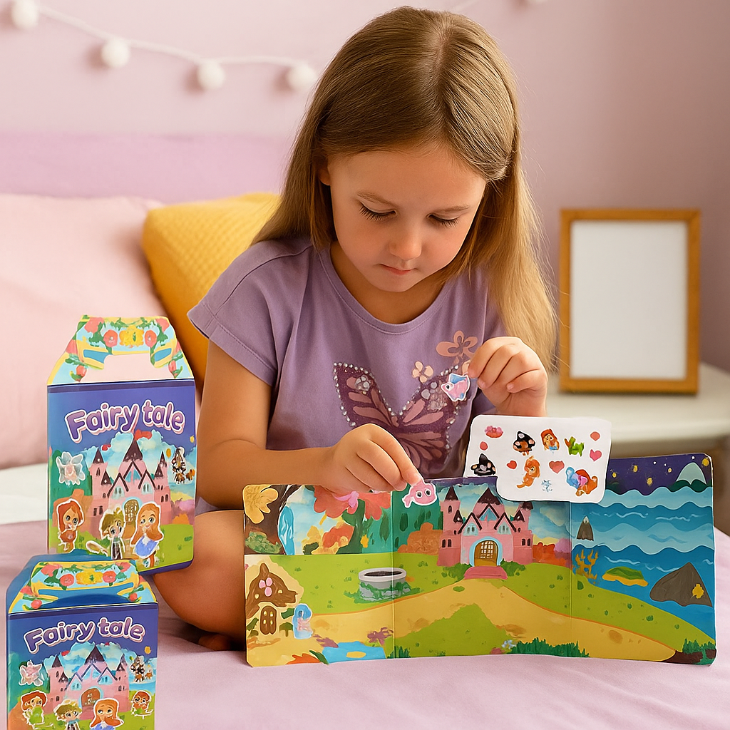 Wielorazowe książeczki z naklejkami Montessori w różnych motywach