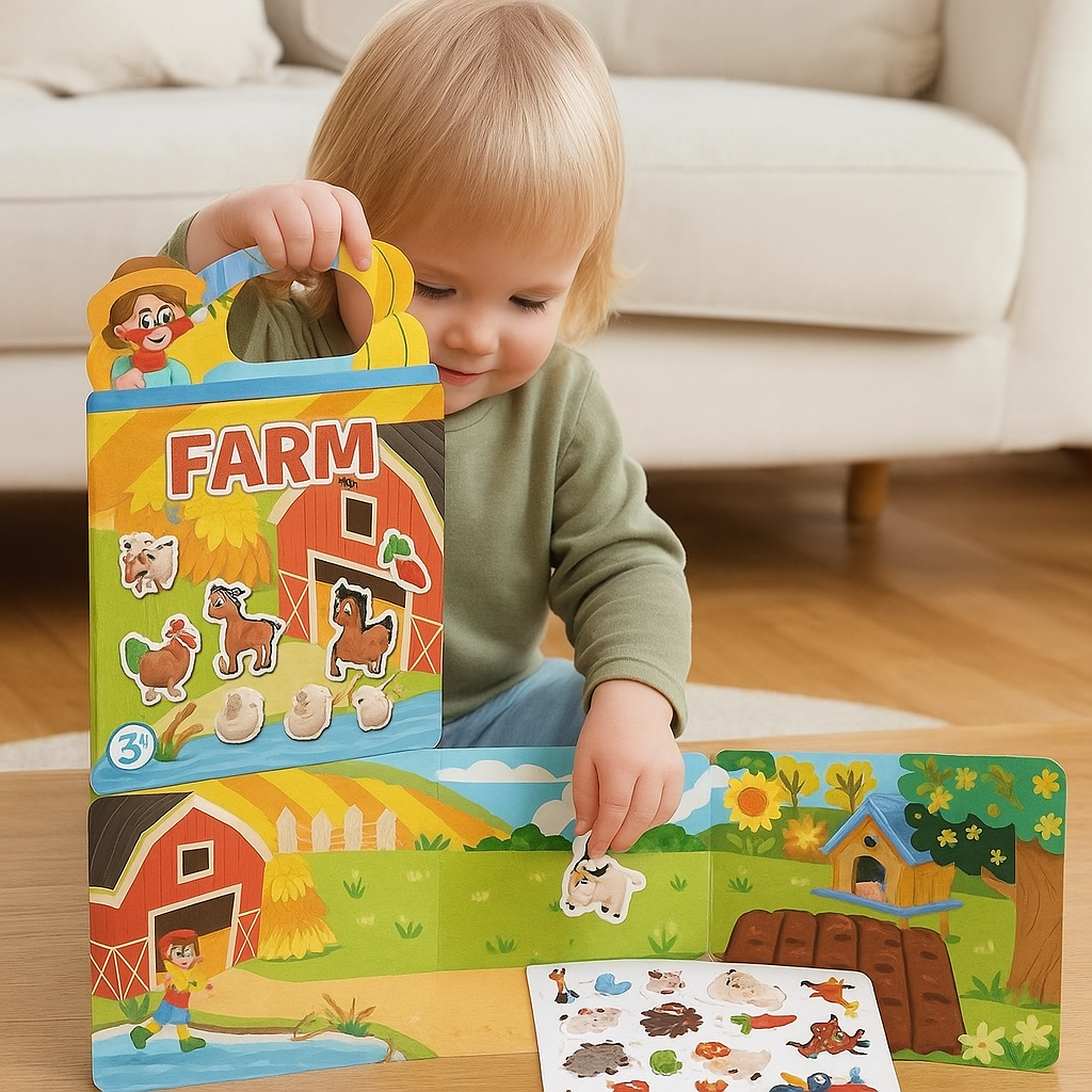 Wielorazowe książeczki z naklejkami Montessori w różnych motywach