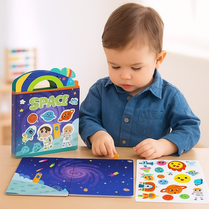 Wielorazowe książeczki z naklejkami Montessori w różnych motywach
