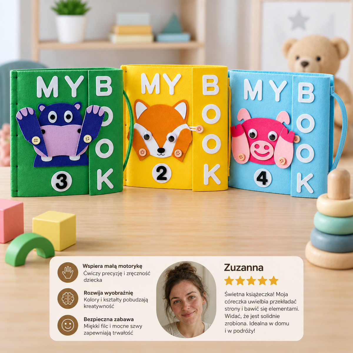 Filcowe książeczki aktywności Montessori