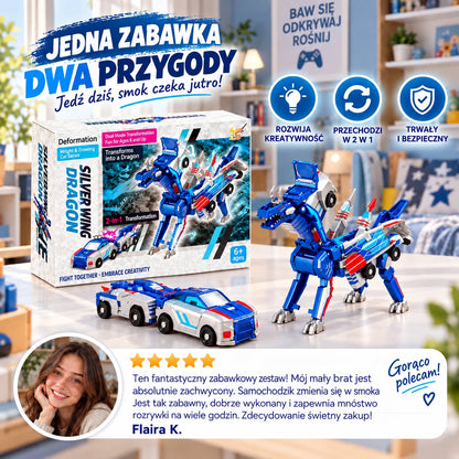 Magnetyczny samochód i dinozaur 2 w 1 z automatyczną transformacją po zderzeniu
