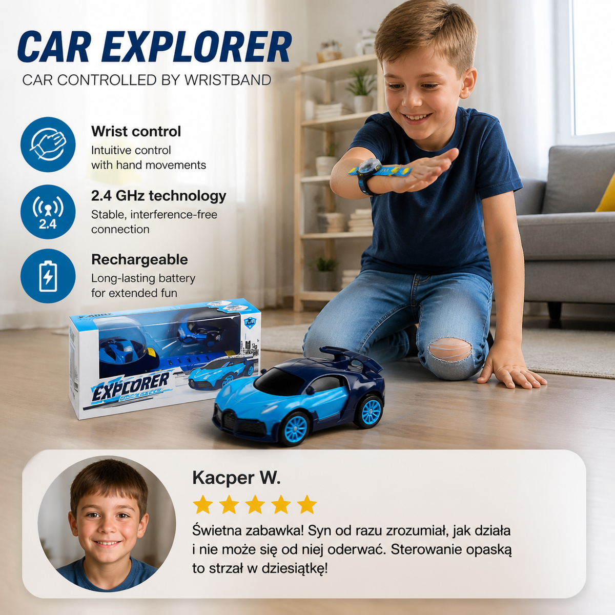 CarExplorer – Samochód Zdalnie Sterowany Opaską na Nadgarstek