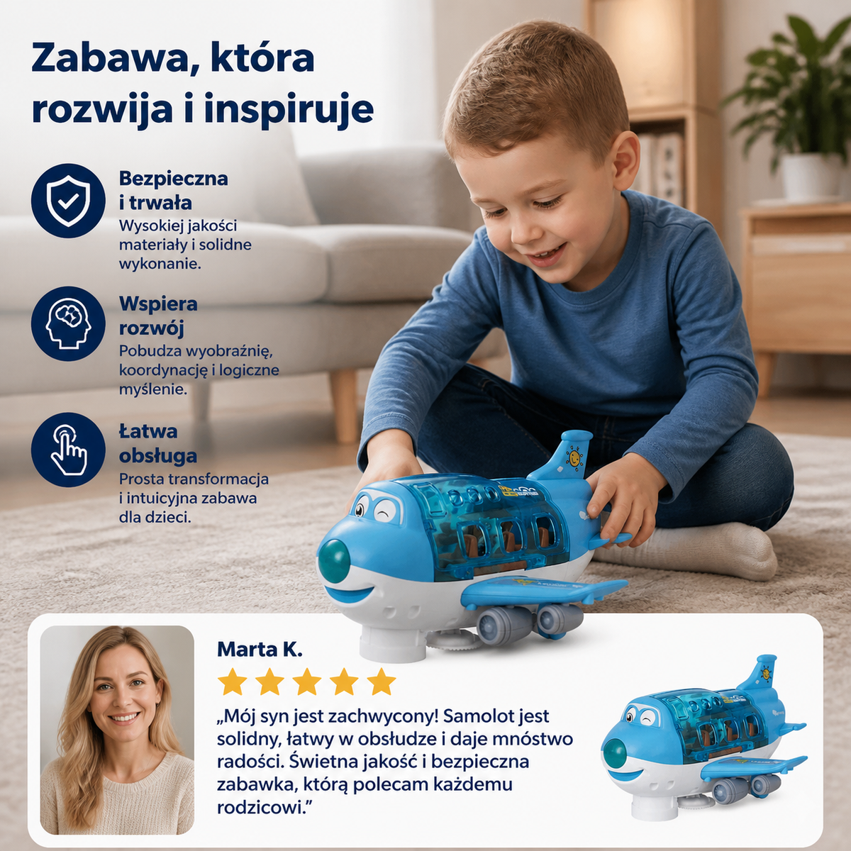 Zabawny tańczący samolot zabawka dla dzieci