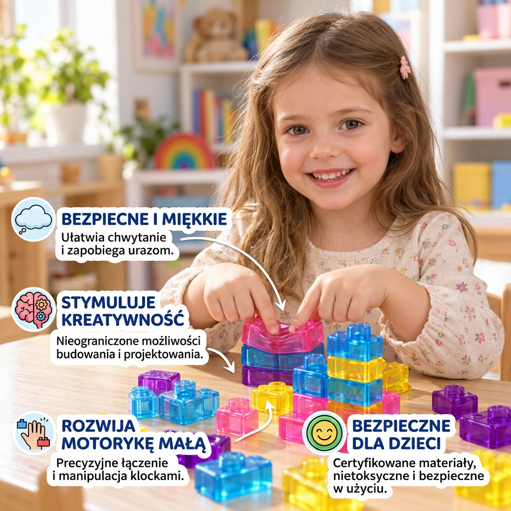 Bezpieczne i miękkie żelowe klocki Squishy dla dzieci