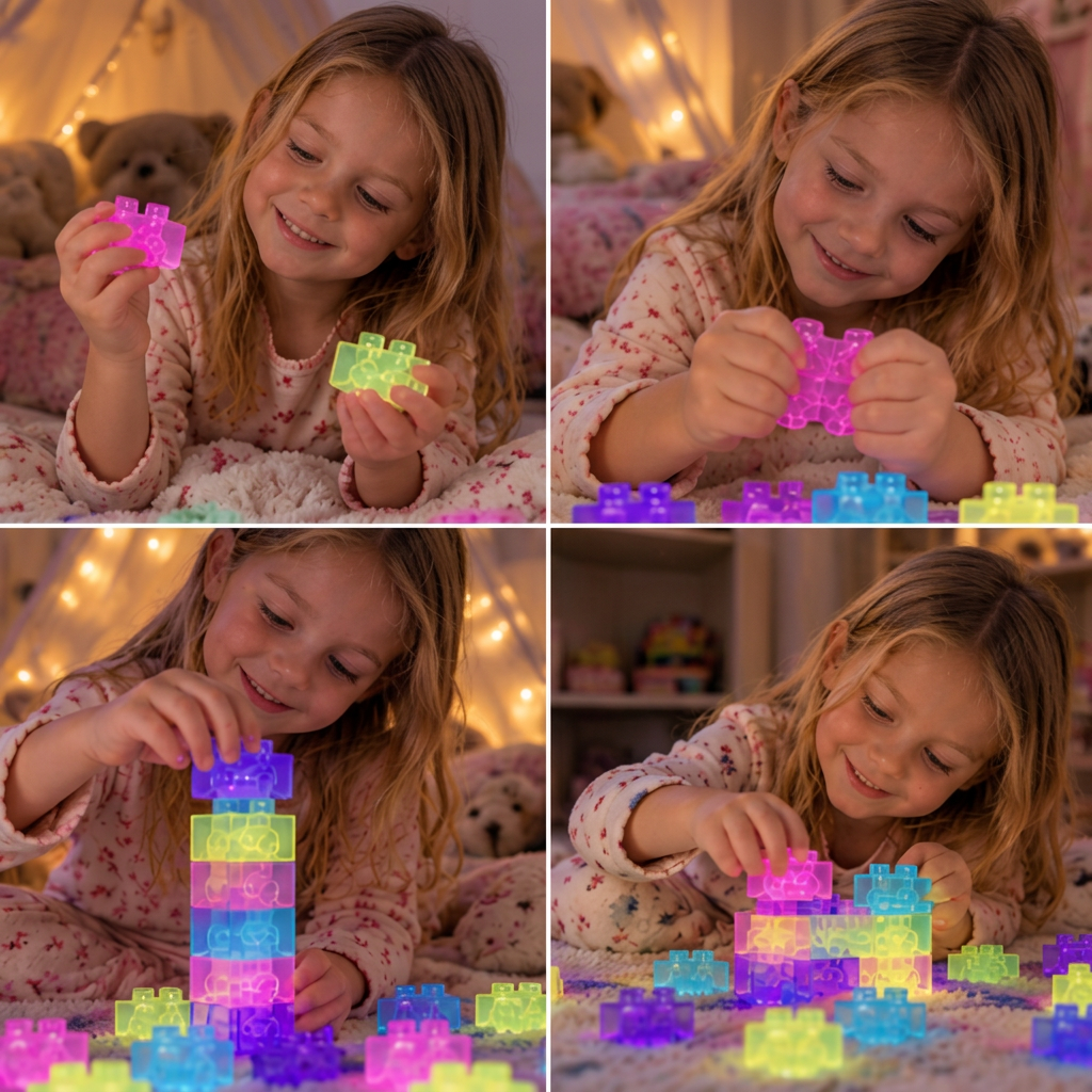 Świecące w ciemności żelowe klocki Squishy dla dzieci – bezpieczne i miękkie